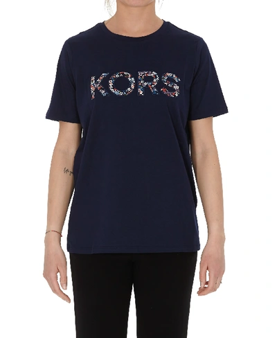 Shop Michael Michael Kors Logo T-shirt In True Navy