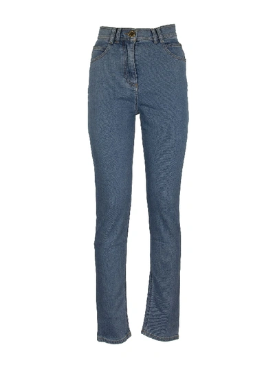 Shop Balmain High-rise Jeans Skinny L.blue Trousers In Bleujeanclair