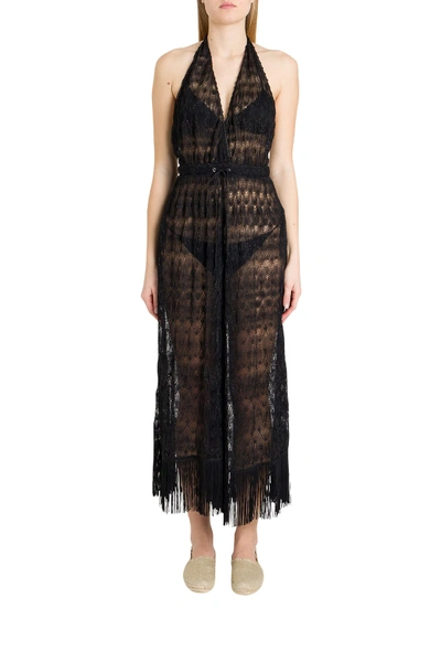 Shop Missoni Knitted One-piece Jumsuit With Fringe