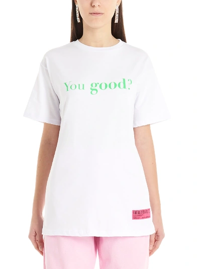 Ireneisgood You Good? Print Relaxed Fit T-shirt In White Green