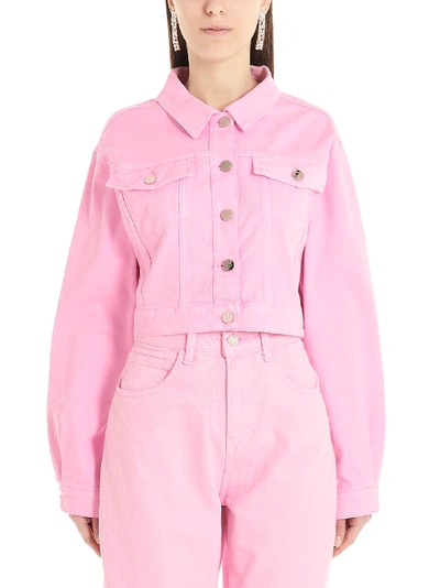 Ireneisgood Cropped Double Flap Pocket Jacket In Pink
