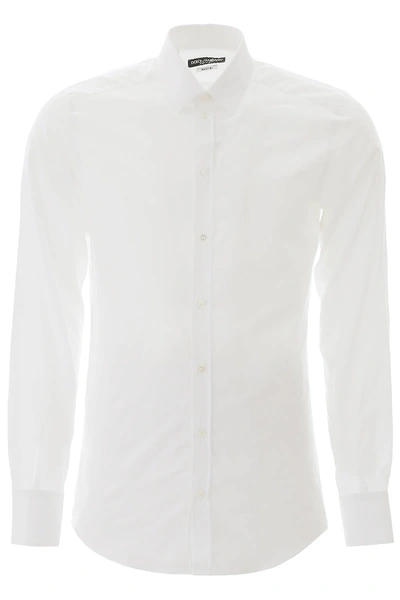 Shop Dolce & Gabbana Jacquard Cotton Shirt In Biancoottico