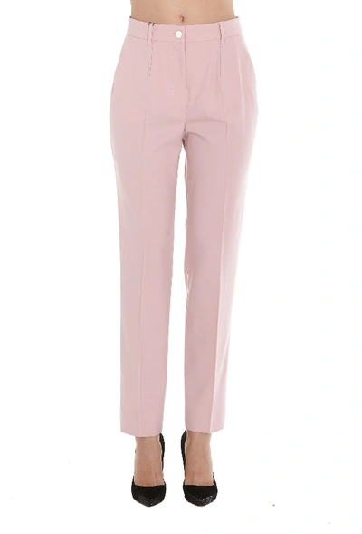 Shop Dolce & Gabbana Trousers In Rosa Polvere