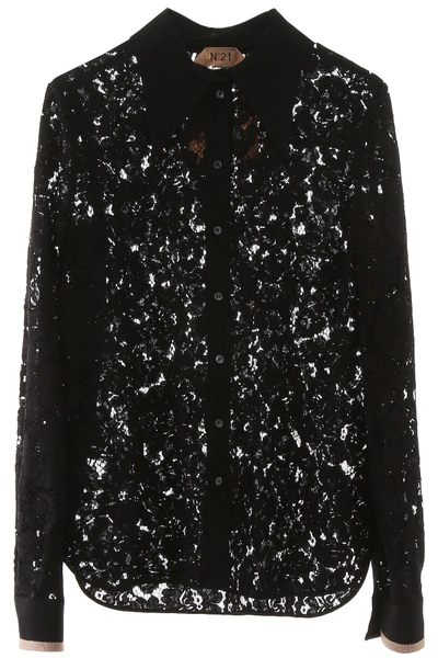 Shop N°21 Lace Shirt In Nero
