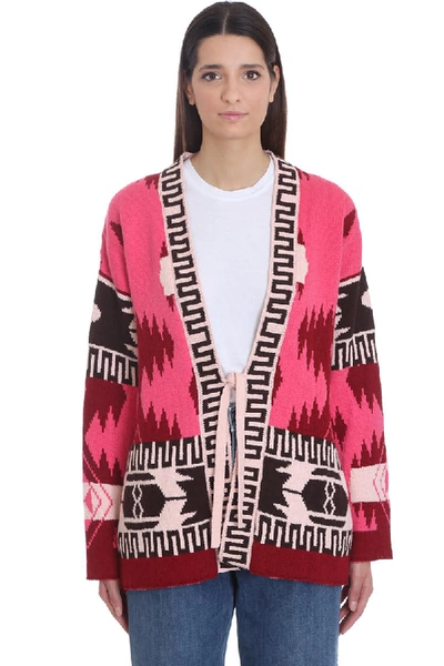 Shop Alanui Icon Cardigan In Rose-pink Cotton In Pink Multi