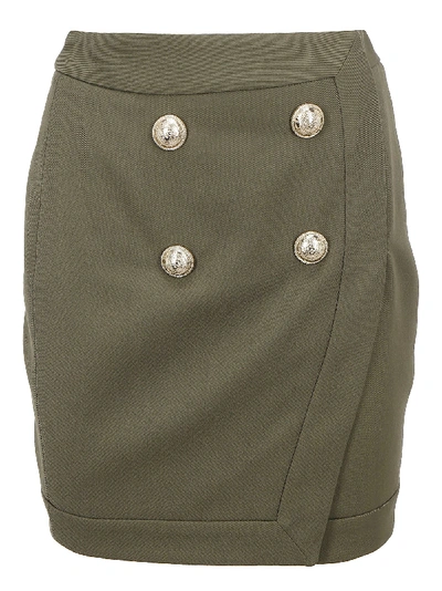 Shop Balmain Skirt In Kaki
