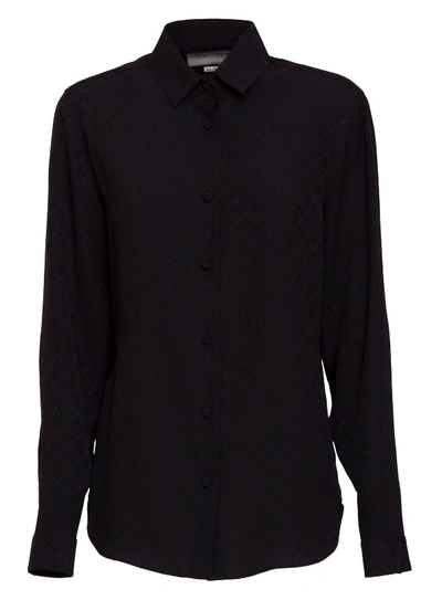 Shop Gucci Check Gg Silk Crêpe Shirt In Black