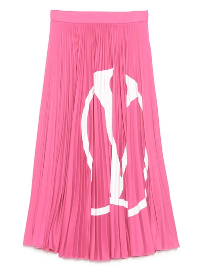 Shop Valentino Vlogo Skirt In Fuxia Fluo/bianco