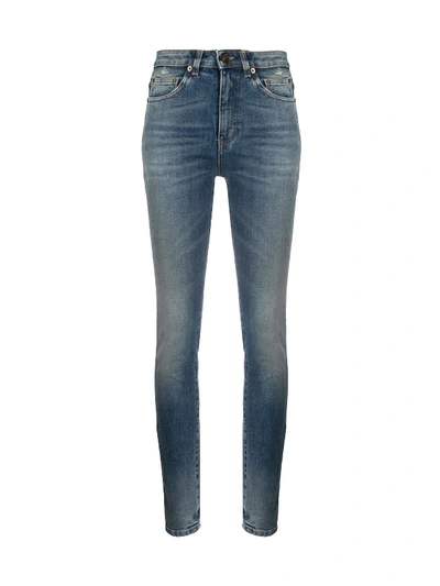 Shop Saint Laurent Skinny 5 Pockets Med In Calvi Medium Blue