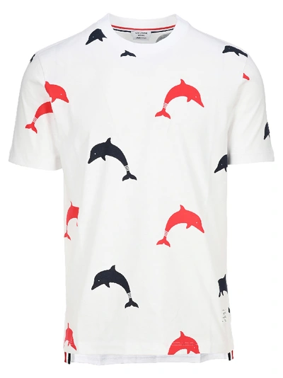 Shop Thom Browne Dolphin Print T-shirt In White