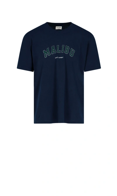 Shop Saint Laurent Malibu Print T-shirt In Blue