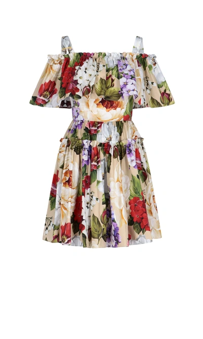 Shop Dolce & Gabbana Floral Dress In Beige