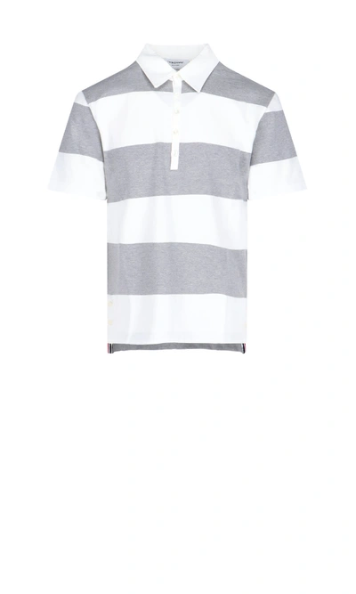 Shop Thom Browne Striped Polo-shirt In Grey