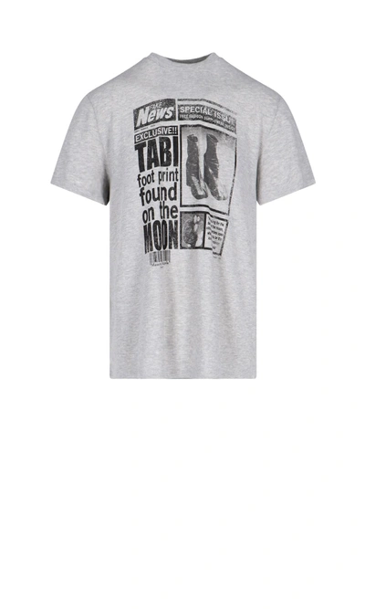 Shop Maison Margiela Tabi Print T-shirt In Grey