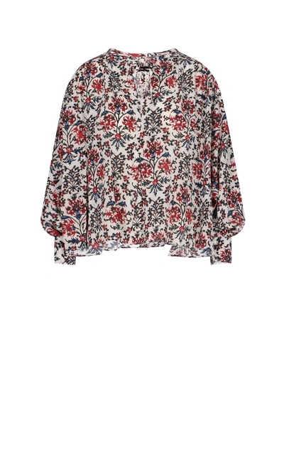 Shop Isabel Marant Amba Floral Blouse In Red