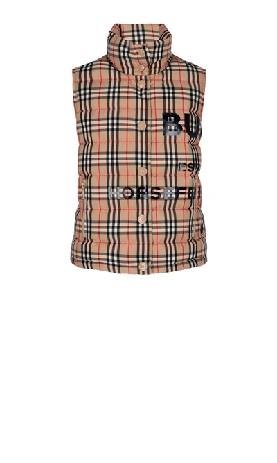 Shop Burberry Vintage Check Padded Vest In Beige