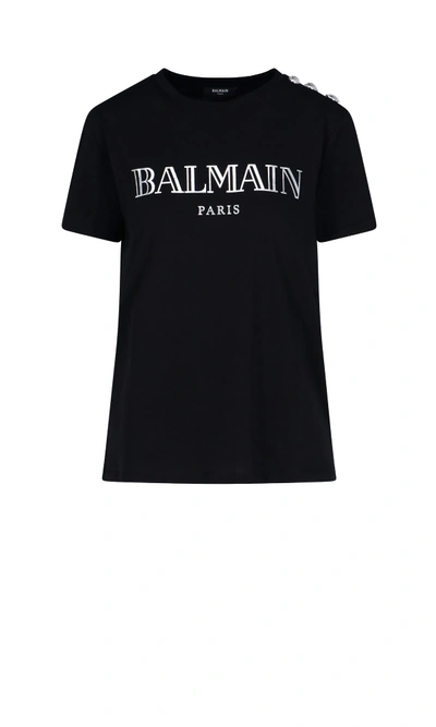 Shop Balmain Short Sleeve T-shirt In Black