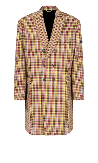 Shop Balenciaga Double-breasted Coat In Multicolor