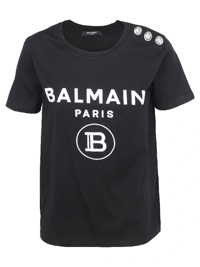 Shop Balmain Short Sleeve T-shirt In Noir/blanc