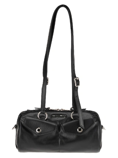 Shop Miu Miu Soft Calf Leather Top Handle Bag In Black