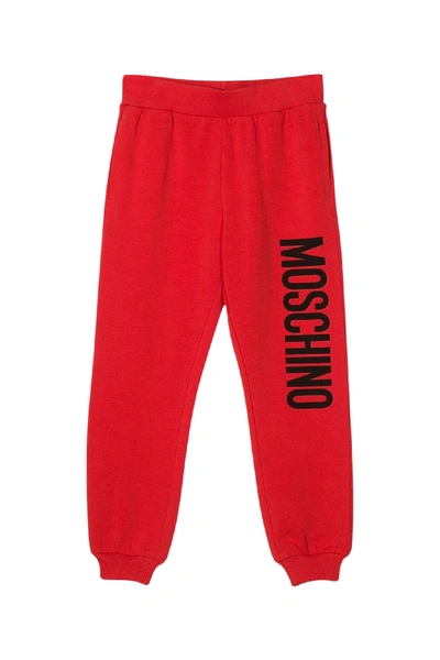 Shop Moschino Kids Print Joggers In Rosso
