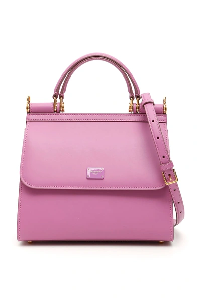 Shop Dolce & Gabbana Small Sicily 58 Bag In Lavanda (pink)