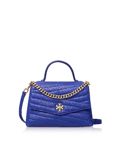 Shop Tory Burch Kira Chevron Top-handle Satchel Bag In Blue