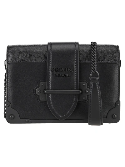 Shop Prada Cahier Shoulder Bag In Black