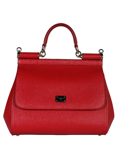 Shop Dolce & Gabbana Medium Sicily Tote In Red