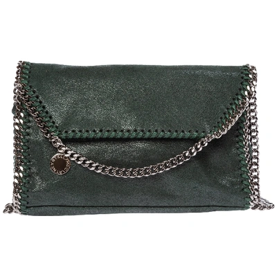 Shop Stella Mccartney Falabella Mini Shoulder Bag In Verde Pino