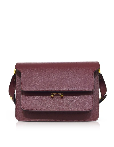 Shop Marni Saffiano Leather Trunk Shoulder Bag In Ruby