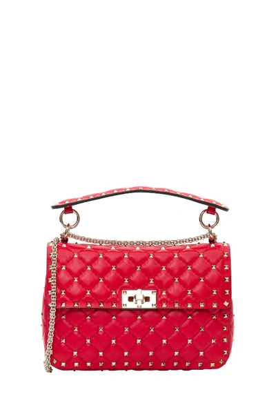 Shop Valentino Medium Rockstud Spike Bag In Rosso