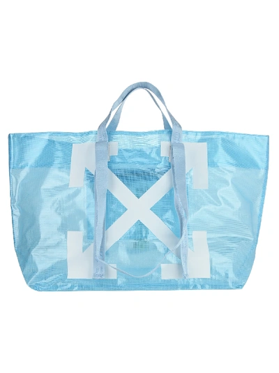 Shop Off-white Off White Arrows Tote Bag In Baby Blue