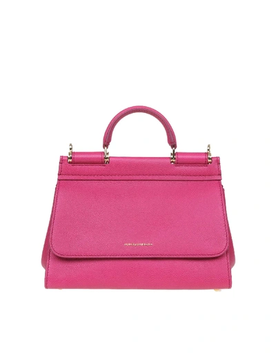 Shop Dolce & Gabbana Small Soft Sicily Bag In Calf Leather In Fuxia