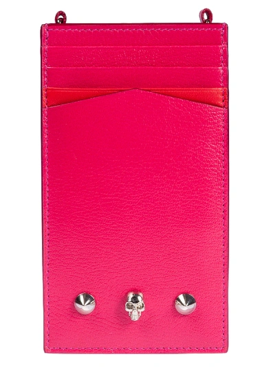 Shop Alexander Mcqueen Portable Iphone Case With Chain In Fucsia