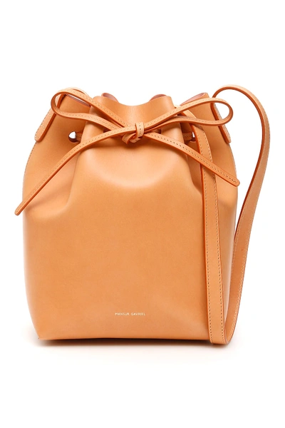 Shop Mansur Gavriel Mini Bucket Bag In Cammello Rosa (beige)