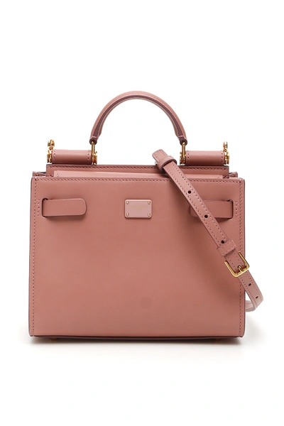Shop Dolce & Gabbana Sicily 62 Small Leather Bag In Rosa Polvere