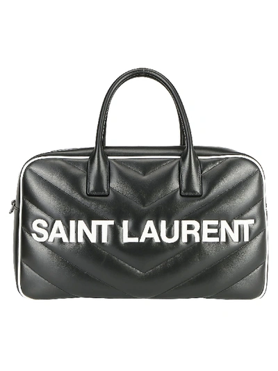 Shop Saint Laurent Miles Travel Bag In Nero/blanc Craie