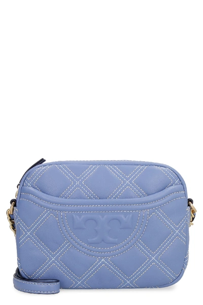 Shop Tory Burch Fleming Leather Camera Bag In Blue