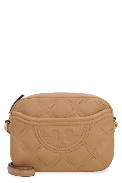 Shop Tory Burch Fleming Leather Camera Bag In Saddle Brown