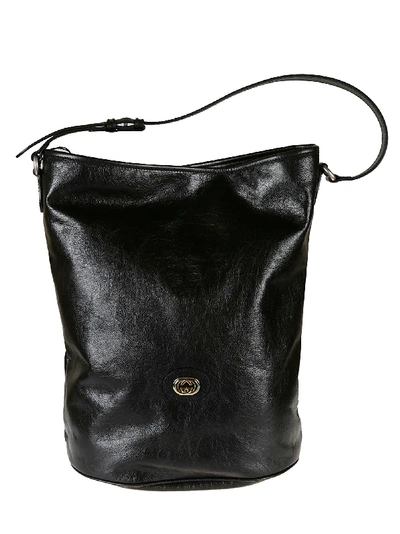 Shop Gucci Classic Leather Hobo Bag In Black