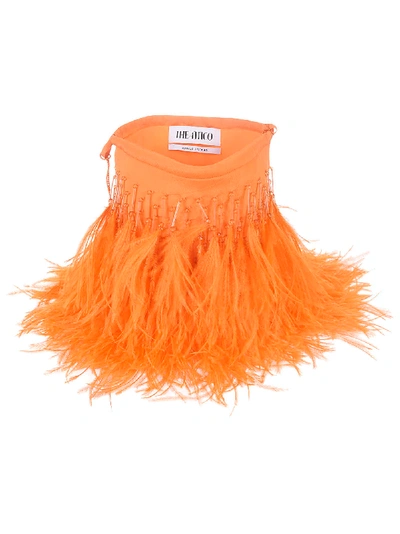 Shop Attico Ostrich Clutch In Orange