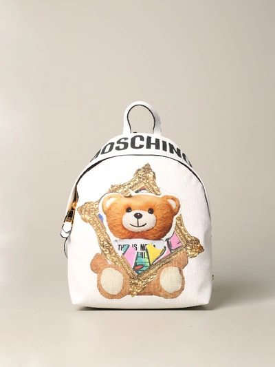 Shop Moschino Couture Backpack With Teddy Frame In White