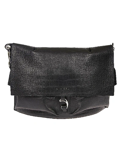 Shop Orciani Croc-skin Effect Shoulder Bag In Black