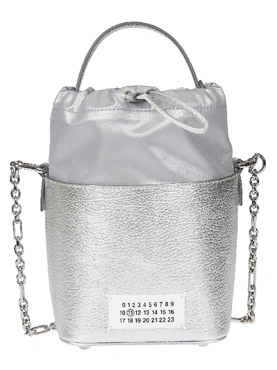 Shop Maison Margiela Side Chain Bucket Bag In Silver