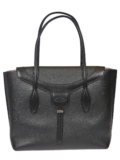 Shop Tod's Engraved Logo Tote In Black