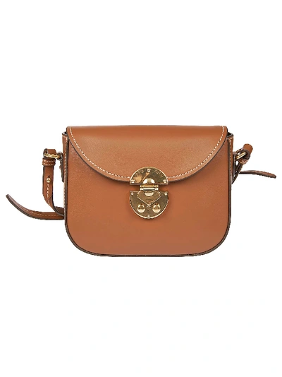 Shop Miu Miu Snap-lock Shoulder Bag In Cognac