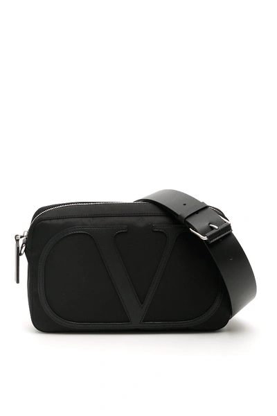 Shop Valentino Vlogo Crossbody Bag In Nero