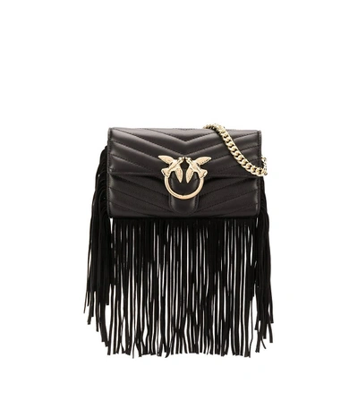 Shop Pinko Black Love Wallet Fringes Wallet With Chain
