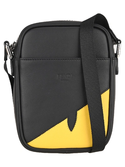 Shop Fendi Corner Bugs Messenger Bag In Black+sunflower
